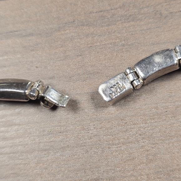 950 MEXICO SILVER JASPER & ONYX HINGED NECKLACE - Picture 8 of 8